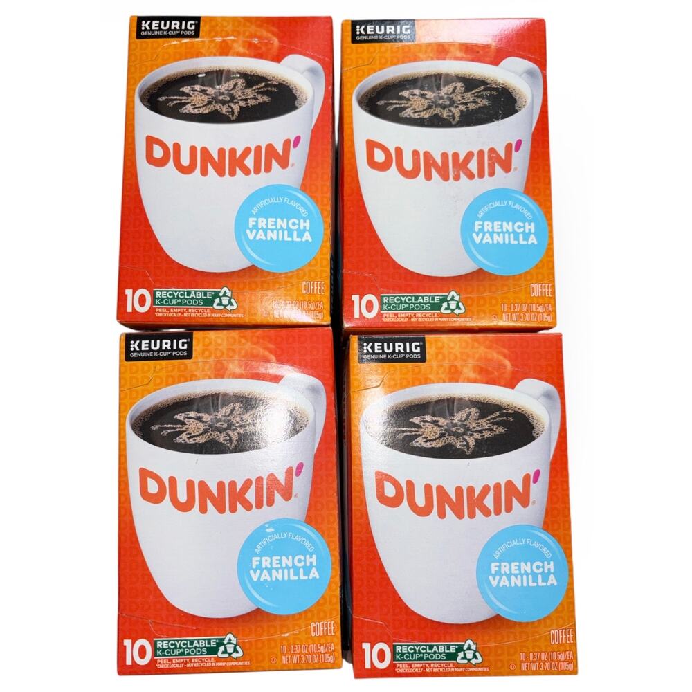 4x Dunkin French Vanilla Coffee K Cups Keurig 10 ct 3.7 oz 40 Total